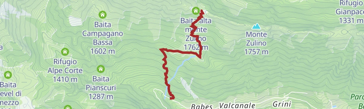 Route map: Attorno al fuoco alla forcella di Zulino